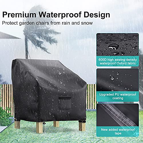Image of 2 Pack Outdoor Patio Chair Covers Waterproof 32 inchWx37 inchDx36 inchH, Black