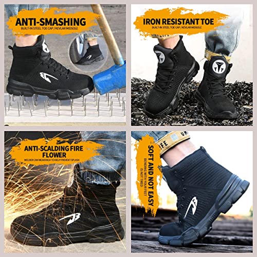 Steel Toe Shoes for Men Fashion Lightweight High Top Steeltoe Safety Work Shoes Industrial Construction Outdoor Boot4