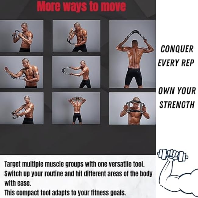 Adjustable Chest Expander & Twister Arm Trainer, Heavy-Duty Resistance Bar for Upper Body, Chest, Biceps, Triceps, Forearm Workout, at Home Gym Strength Training Equipment (60¨C120 lb)