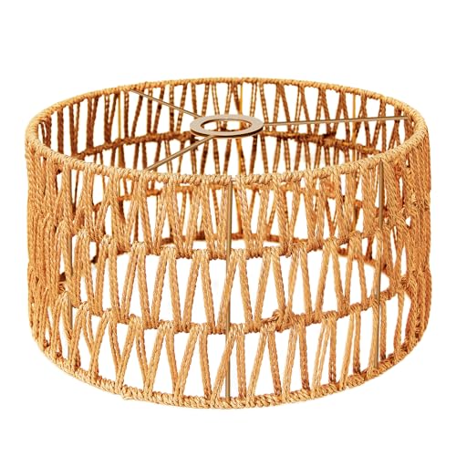 Image of Hanging Light Boho Lamp Shades Small Lamp Shades for Table Lamps Vintage Rattan Lampshade for Hanging Lamp Wall Sconce Floor Lamp Woven LampShades for Living Room Decor Pendant Light