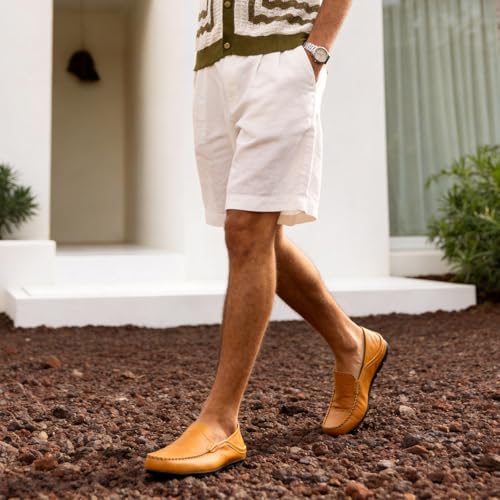 Image of Go Tour Men's Premium Genuine Leather Casual Slip on Loafers Breathable Driving Shoes Fashion Slipper