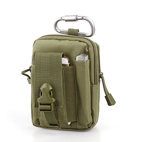Unigear Taktische Hüfttaschen Herren, mit Aluminiumkarabiner, Gürteltasche Bauchtasche Handytasche Molle Tasche Multifunktional Outdoorsport, Kompakt und leicht, MEHRWEG