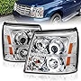 AmeriLite for 2003-2006 Cadillac Escalade HID Model Xtreme LED Halo Ring Black Projector Replacment Headlights Set - Passenger and Driver Side