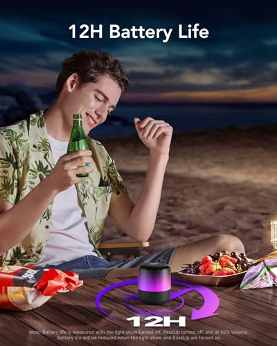 Image of soundcore Glow Mini Speaker, Portable Bluetooth Speaker, 360 Sound, Light Show, 12h Playtime, Individually Adjustable EQ & Light, IP67 Waterproof & Dustproof, for Camping, Home & Beach Parties