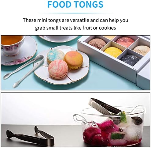 Zsanhua 6 Pack Stainless Steel Ice Tongs Mini Sugar Tongs Small Serving Tongs Multi-Purpose Appetizers Tongs Small Serving Tongs for Tea Party Coffee Bar Kitchen and Wedding