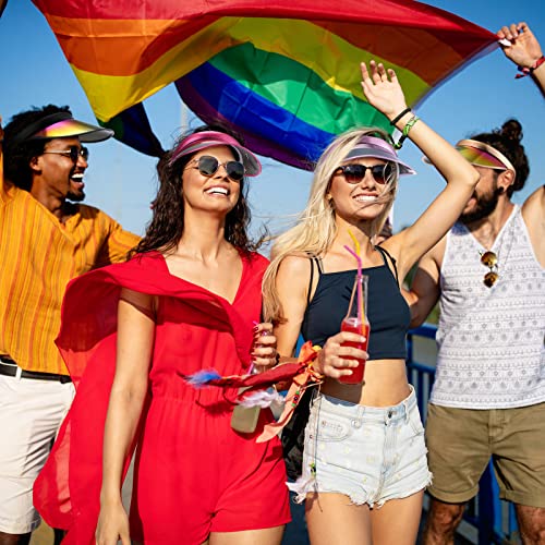 4 Pcs Holographic Sun Visor Hats Iridescent Adjustable Visors Sunhat Colorful Uv Protection Visors Cap Headwear For Women Men Outdoor Sport Beach Summer Travel, 4 Styles #TOP6