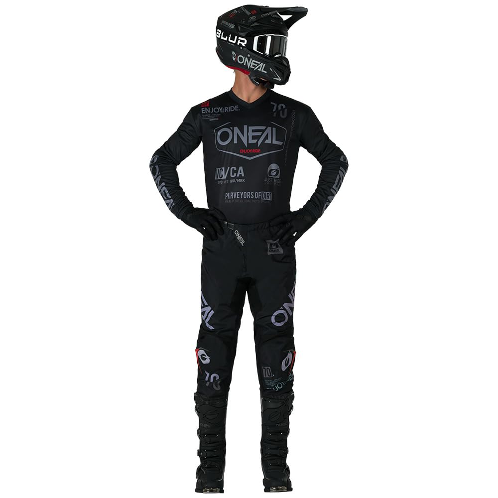 MX Outfit O'Neal Element Brand Black Gray Men (W32/Medium) Protective Pants Jersey motocross dirt bike off-road bundle combo set