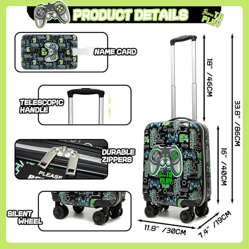 Image of Kids Luggage Set 2 Piece 16'' Hardside Spinner Wheels Carry On Airline Approved