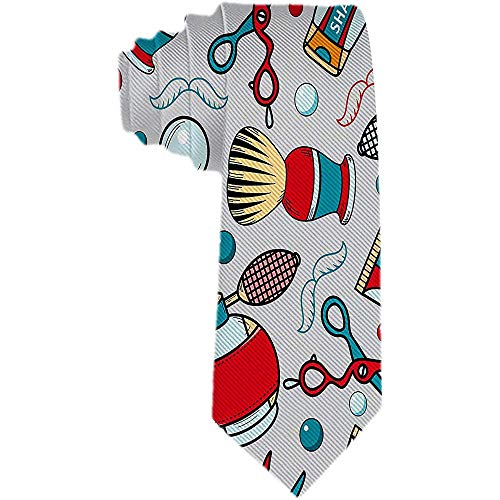 Preisvergleich Produktbild Cartoon Pattern Barber Tools Classic Herren Krawatte Seidenkrawatte Krawatten