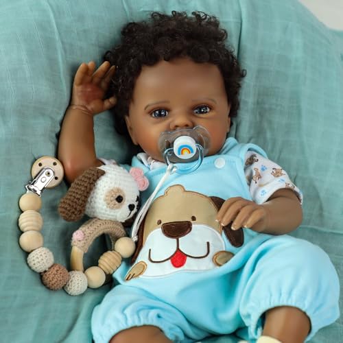 Muñeco bebé realista africano 20 pulgadas con accesorios miniatura 3