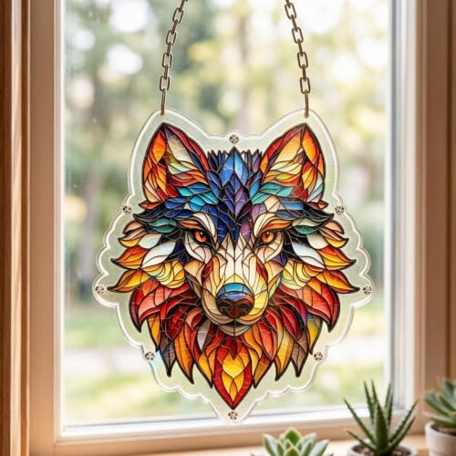 Acrílicos con patrón de lobo que dan vida a ventanas oscuras 4