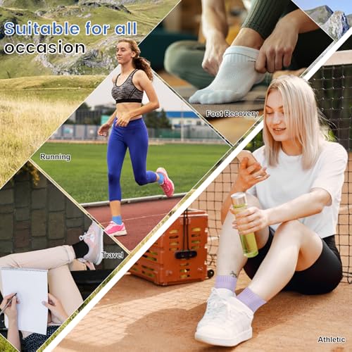 Image of DHSO 7 Pairs Cushioned Ankle Compression Socks for Women Running Wicking Socks with Arch Support