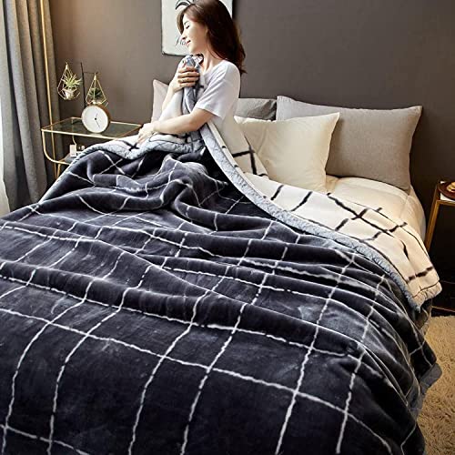 LGYKUMEG Heavy Winter Fleece Plush Blanket King Size,Korean Mink Blanket,Silky Soft And Warm, 2 Ply Reversible Raschel Bed Blanket,Gentleman,150x200cm