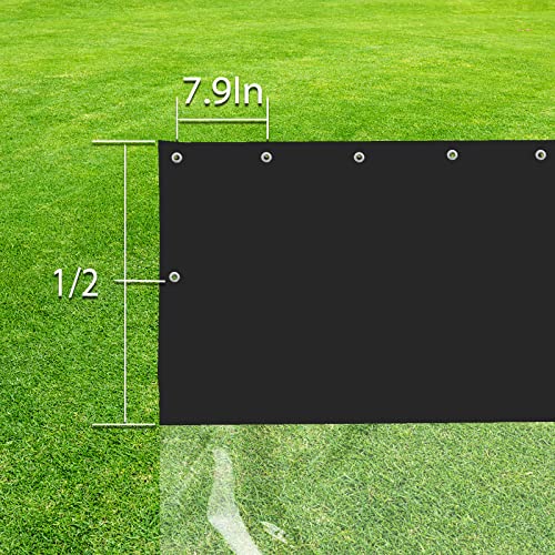 Foundgo 8'Hx7'W 19Oz Outdoor Vinyl Curtain With Clear Tarp Panel, Heavy Duty Clear Panel Curtains Weather Resistant Curtains For Patio, Pergola, Porch, Gazebos With Grommets, Ropes (Black) #TOP5