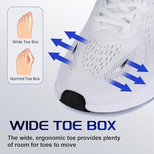 ZVC Wide Toe Box Shoes Women Wide Road Runing Shoes Lightweight Comfortable Non Slip Walking Shoes for Women White2