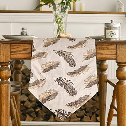 Reduj Table Runner Brown Leaf Design Decorative Table Runner Table Runners, Dining, Buffet Party & Wedding, Printemps Spring/Summer Table Runner (13X90)