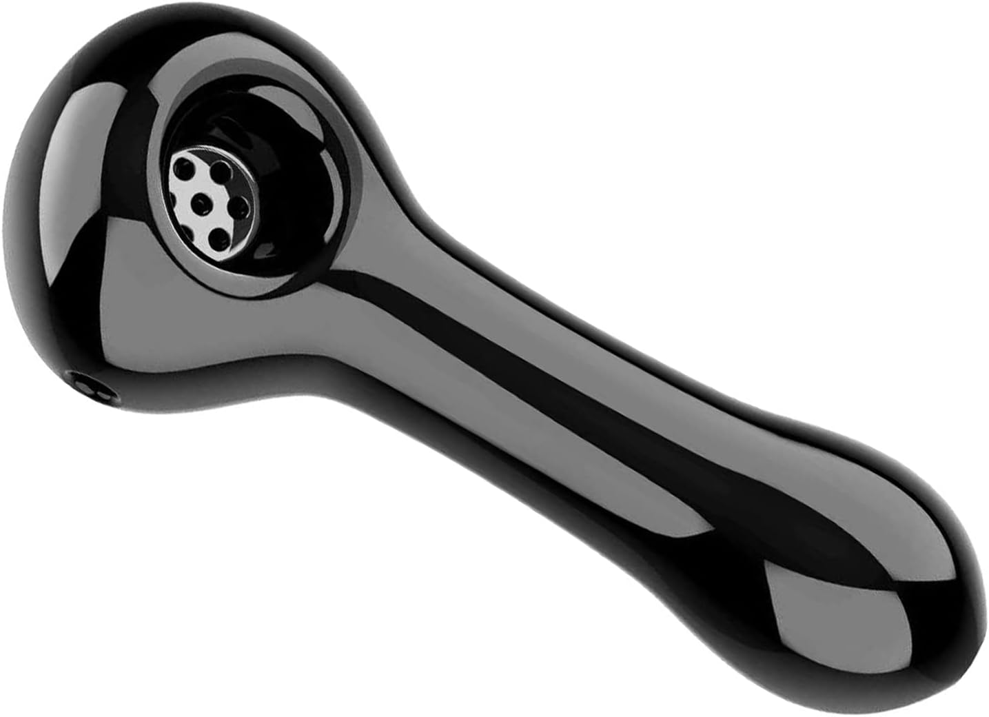 VerteLife Handmade Glass Pipe Creative Spoon Thick Small Glass Pipe Designed with 7 Holes Odorless Glass Tube Home Decor Gift for Man Father Husband Grandfather (Black)