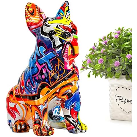 KIXS Bunte Hundestatue - Bunte Statue der französischen Bulldogge Cover
