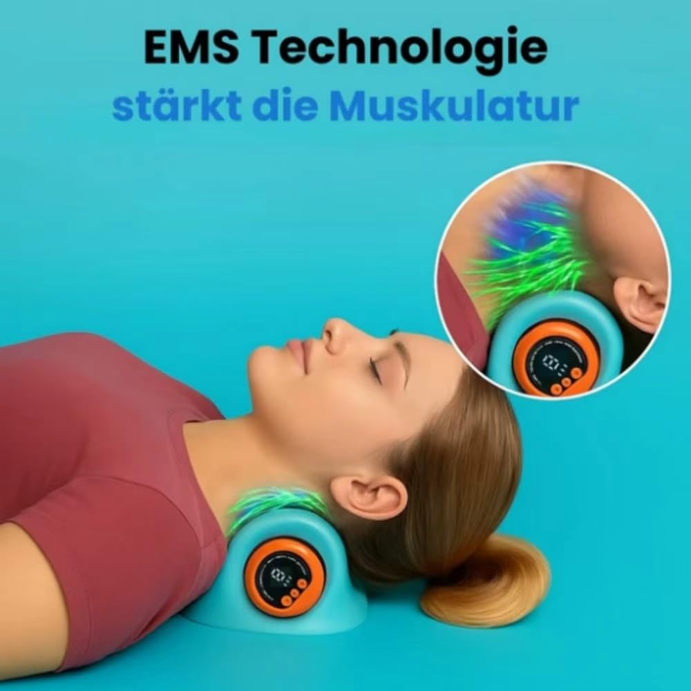 Azouna SmartNeck 4-in-1Nackenmassager Kabelloses Nackenmassagegerät mit EMS & Wärme, 3 Modi, 6 stufige Intensitätsanpassung, für Nacken, Schulter & Rücken