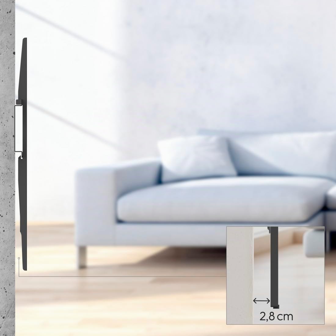 Hama TV Wandhalterung neigbar, Slim, 37-120 Zoll, bis 100kg | TV Wandhalterung schwarz, VESA 50x50 bis VESA 1100x600, geringer Wandabstand, mit fischer-Dübeln & Bohrschablone