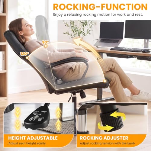 Image of BestOffice Office Chair PC Gaming Chair Cheap Desk Chair Ergonomic PU Leather Executive Computer Chair Lumbar Support for Women, Men (Black)