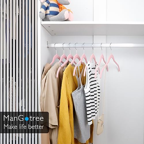 ManGotree Samt-Hemdbügel für Damen, 42 cm Anzugbügel mit Schulterrille, Rutschfester Kleiderbügel für Mäntel, Tanktops, Hemden, Blusen, Shorts (22 Stück, Rosa)