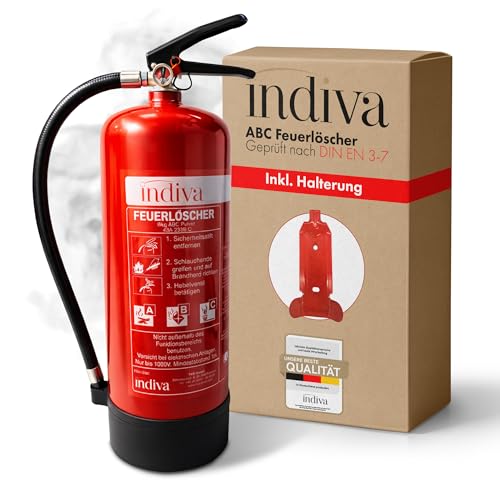 Pulverfeuerlöscher Brandklassen ABC - Feuerlöscher 6kg - Dauerdrucklöscher 43A 233 B C - Löscher für Auto, Büro, Werkstatt, Lager & Industrie - Pulverlöscher 12  Löscheinheiten