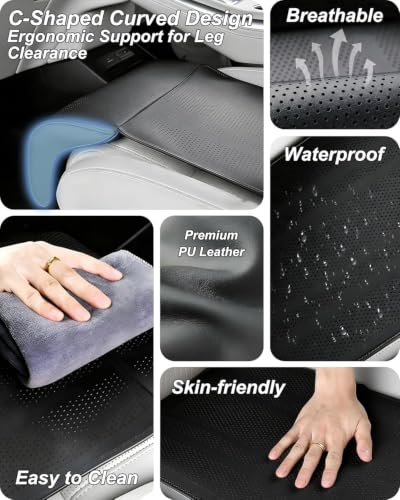 Image of Car Seat Extender Leg Support Cushion for Long Drives | Memory Foam Thigh Support Pad for Car & Office Chair | Reduces Knee & Leg Pain | Universal Fit (Black)