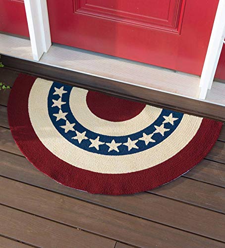 Plow & Hearth Indoor/Outdoor Patriotic Star Spangled Americana Usa Holiday Hooked Polypropylene Washable Accent Rug/Doormat For Patio, Porch, Deck And Home, 24" X 48" #TOP1