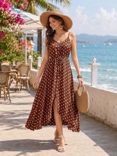 Image of BROVAVE Women's 2026 Summer Casual Boho Sundress Spaghetti Strap Midi Dress