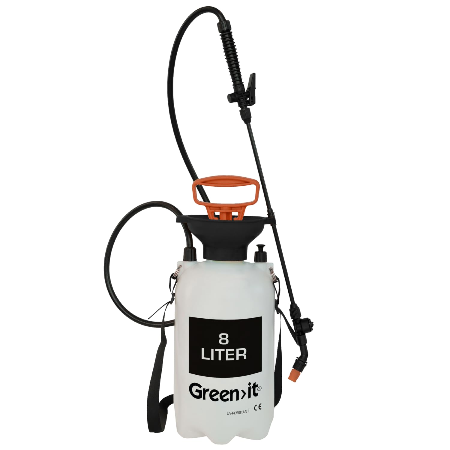 Home IT® - Pulverizador a presión para jardín (8 L, Resistente a los Rayos UV, con Bomba, Correa de Transporte y válvula de sobrepresión, jeringa herbicida, Boquilla Ajustable, Manguera de 130 cm)