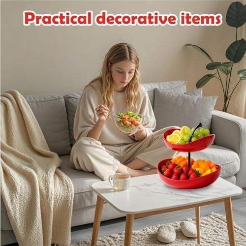 Frutero de cerámica de dos pisos, estante para postres y mesa de centro 7