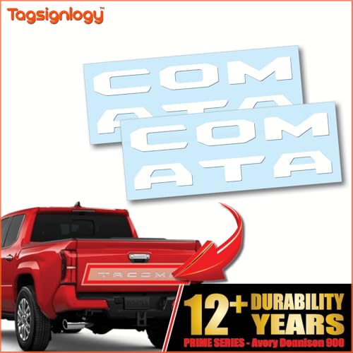 Image of (2 Sets) Prime Series UV Weatherproof Vinyl Decals Precut Letter Inserts Compatible Fits Tacoma Tailgate 2024-2026 (Gloss White)