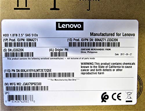 Lenovo 00NA272 Disque dur 1800Go SAS disque dur Disques durs 2.5" 1800 Go 15000 trmin SAS Disque dur