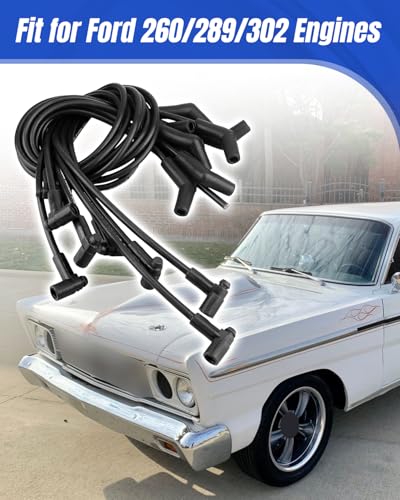 Image of 51070 Black Spark Plug Wires, 135 Degree Plug Ends, HEI Distributor Fit for Ford 260 /289 /302