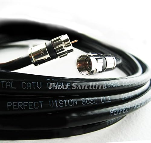 100ft Black Perfect Vision Solid Copper UL CM CL2 rated for in wall installation 3ghz 75 Ohm Coaxial Rg6 Directv, Dish Network, Digital Cable Tv Video Cable with PPC Compression Rg6 Fittings