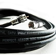 150ft Perfect Vision Solid Copper 3ghz 75 Ohm Coaxial RG-6 Directv, Dish Network, Digital Cable Tv Video Cable with Compression Rg6 Fitting
