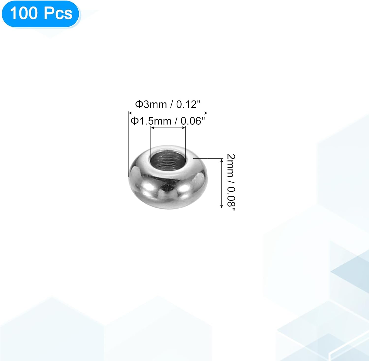 uxcell 100 Pcs Stainless Steel Spacer Beads, 4mm Flat Round Beads Metal Heishi Bead Long-Lasting Rondelle Disc Spacers for Bracelet Necklace Jewelry Making, Silver - Image 2