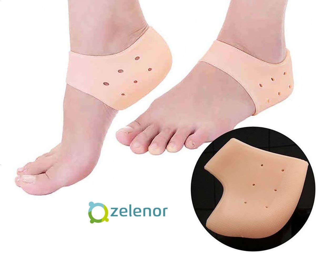 Silicone Gel Heel Pad Socks For Heel Swelling Pain Relief,Dry Hard Cracked Heels Repair Cream Foot Care Ankle Support Cushion - For Men And Women - (Free Size) (1 Pair)