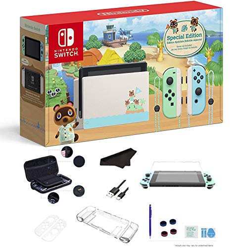 Newest Nintendo Switch Animal Crossing: New Horizons Edition 32GB Console - Pastel Green and Blue Joy-Con, 6.2  Multi-Touch WiFi, Bluetooth, HDMI and GalliumPi Deluxe 16-in-1 Bundle(Game Not Included)