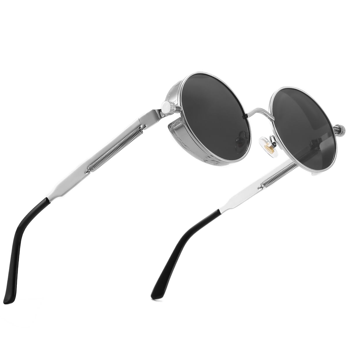 GLCLRS Polarized Steampunk Sunglasses, UV Protection, Metal Frame, Outdoor Circle Shades
