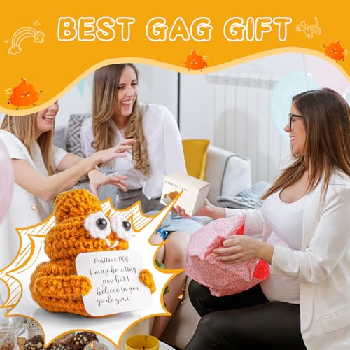 DaretoCares Cute Emotional Support Poop Crochet,Handmade Funny Gag Gifts for Joke,Christmas Day,Family,Friends and White Elephant Gifts for Adults