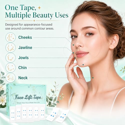 Image of Face Lift Tape Invisible, Neck Tape Lifting for Turkey Neck, 198 Pcs | Face and Neck Tape for Temporary Lifting Jowl, Double Chin & Turkey Neck, Makeup-Friendly Invisible Wear for Events or Photos
