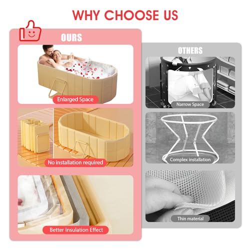 1,5 m Große Doppel Faltbare Badewanne - Erwachsene Mobile Badewanne Klappbare,Kostenlose Installation Für Familien-Spa/Paardusche Mit Matte Und Ablaufgarnitur (150×55×50cm)