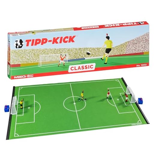 TIPP-KICK Classic 80x47 cm – Das spielfertige Set mit 2X Spieler, 2X Torwart, 2X Plastiktor, 2X Ball I Spielfeld aus Filz