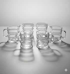 Conjunto de 6 Canecas Vintage em Vidro 95ml para Café e Chá