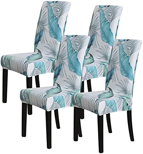 FORCHEER Dining Room Chair Covers for Dining Room Set of 4,Stretch Dining Chair Cover for Dining Room Kitchen Washable Removable(4Pack,Printed Leaf Pattern)