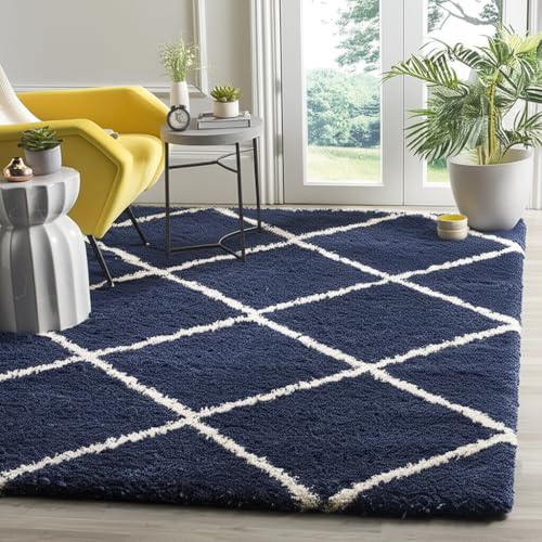Image of Carpet for Hallway, Kitchen, and Modern InteriorsCarpetCozy Shag Runner for Living Room, Bedroom & Office Decor ETC Size 5x7 feet, Patten-Solid Blue B