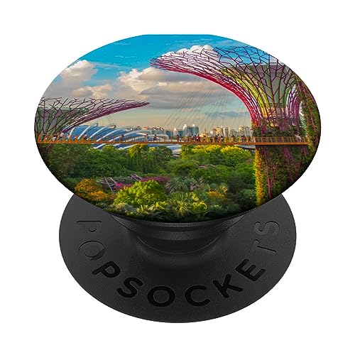 Singapore Travel Art - Singapore Souvenir Asia - Singaporean PopSockets Swappable PopGrip, Black