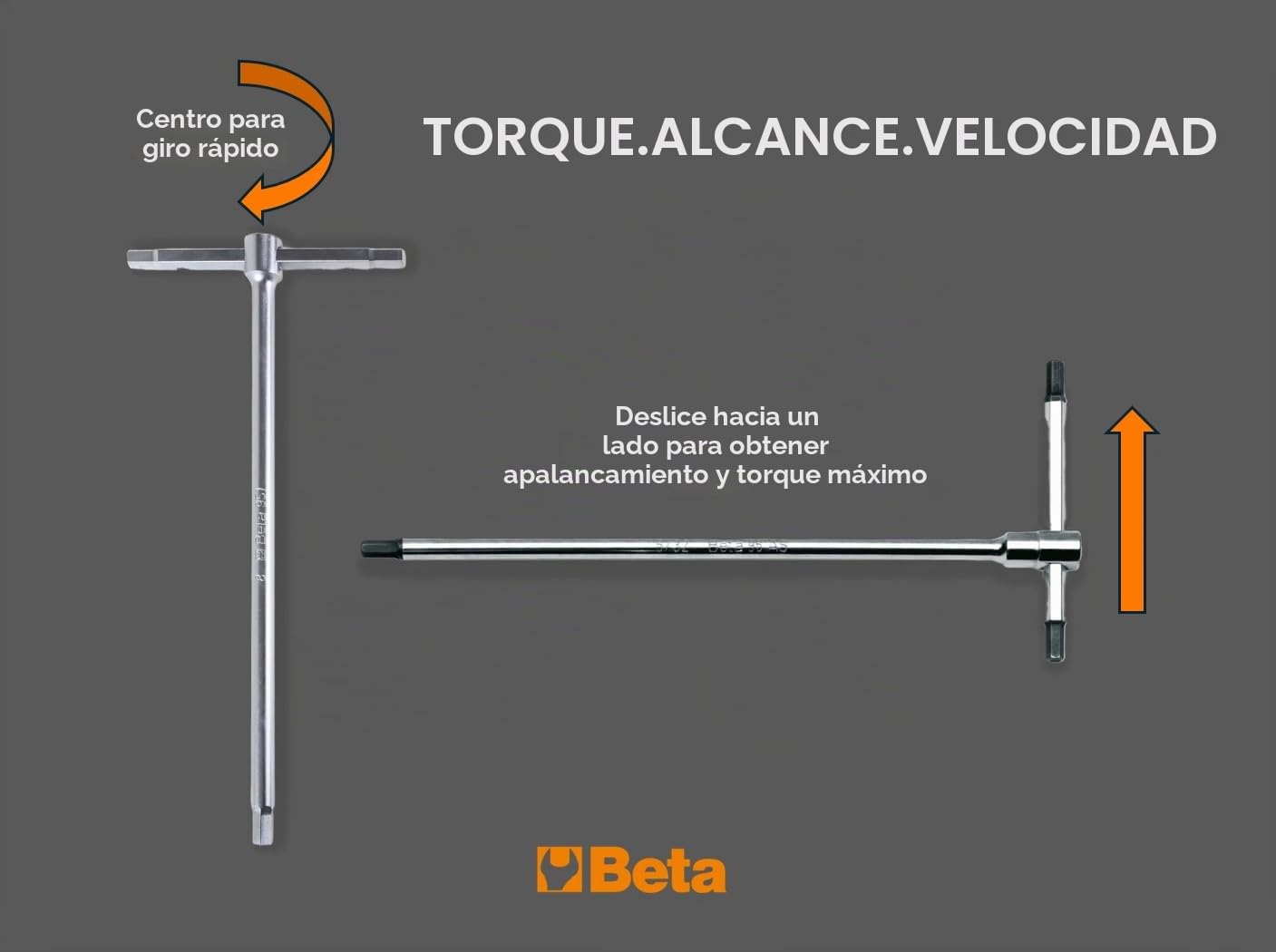 Beta 951/S6 - Juego de 6 llaves en T con tres extremidades macho hexagonales (art. 951)
